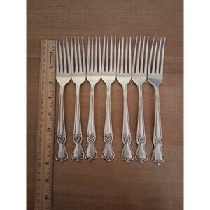 7 Old Company Plate "G " Signature Rose 7.75" Dinner Forks . 1940-1960